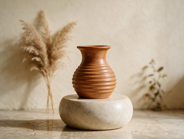 Vaso Terracota Canelado Feito à Mão